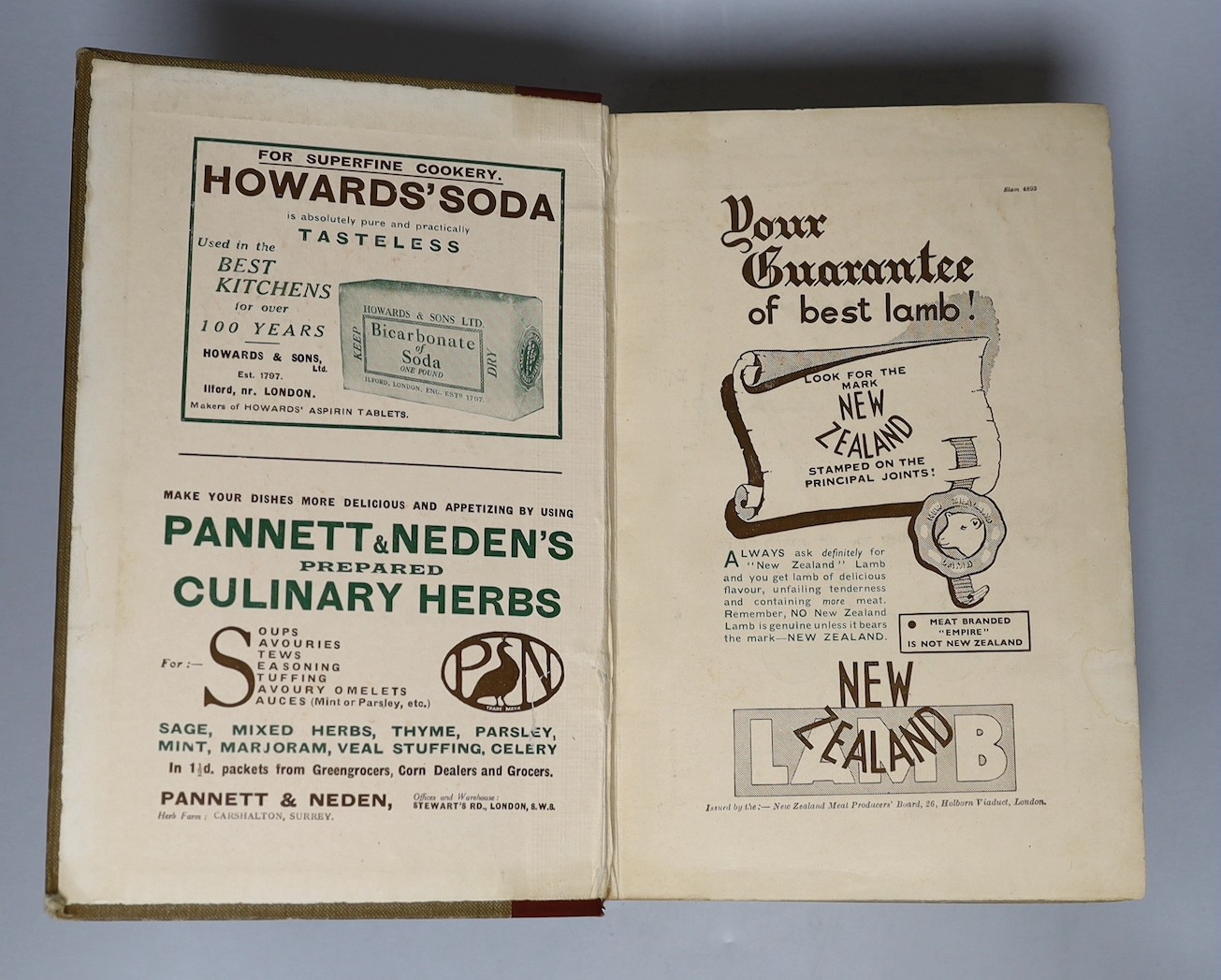 Beeton, Isabella - Mrs Beeton's Household Management: a complete cookery book ... new edition (by 'the Editors'). 32 coloured and many b/w plates, half title; original blind-decorated and gilt lettered cloth, v.thick 8vo